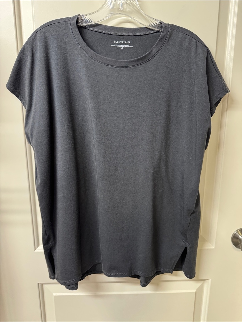 Eileen Fisher Slate Gray Short-Sleeve Crewneck Tee